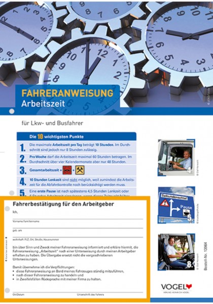 Fahreranweisung Arbeitszeit für Lkw- und Busfahrer
